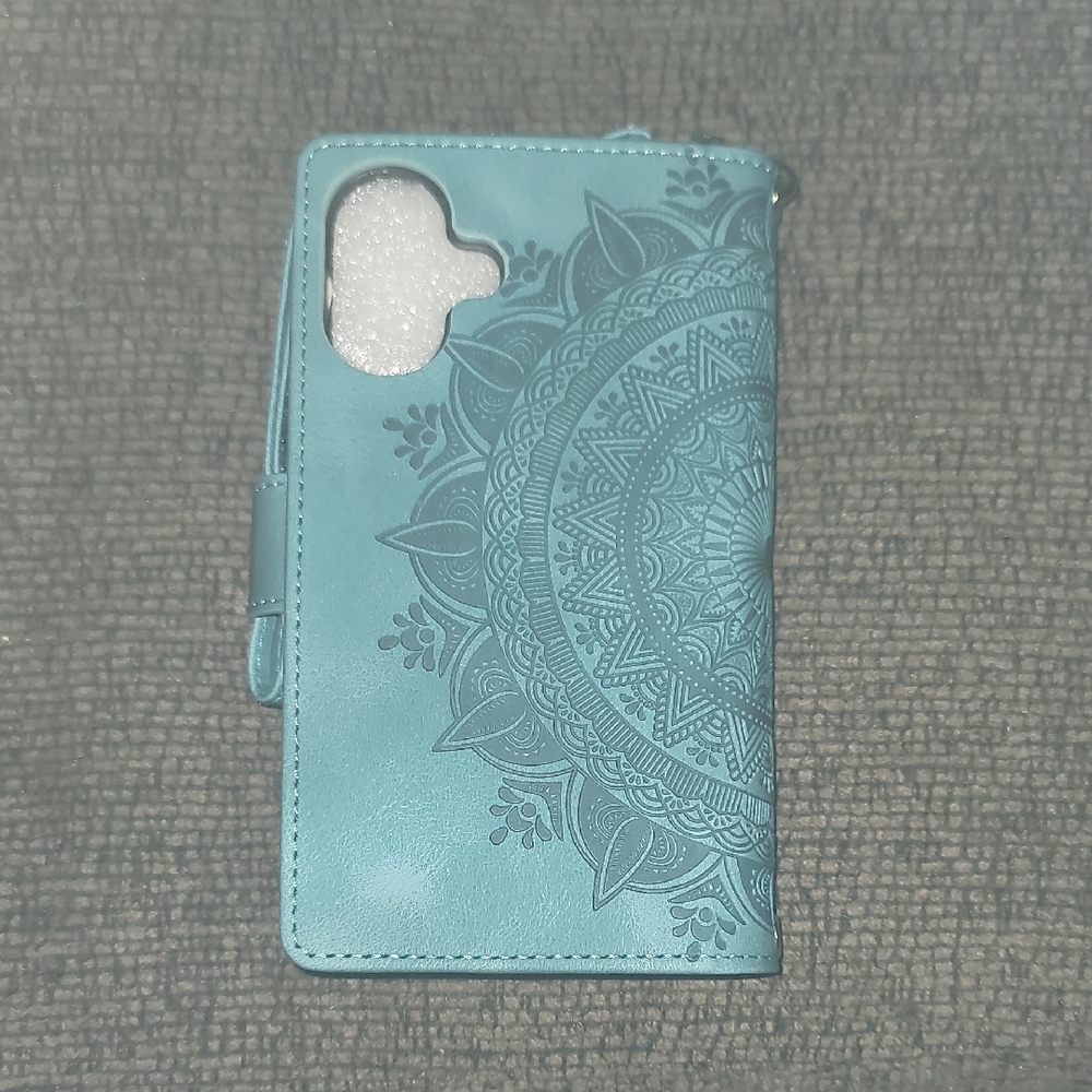 Teal Mandala Phone Wallet Case - Picture 3 of 12